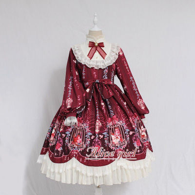 MAGOGO Women Kawaii Lolita Maid Dress Long Sleeve Costume Loose New Flower Princess Original Dress Hot Christmas