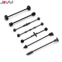 Jovivi Stainless Steel Long Industrial Barbells Ear Cartilage Helix-Conch Piercing Bar Earrings Stud Jewelry 384859mm 14G+16G