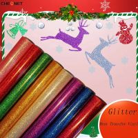 Heat Transfer Glitter Vinyl Xmas flex folie plotter Iron On Christmas DIY Custom Clothes HTV Shirt cricut maker Decor Film Screen Protectors