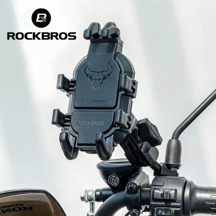 ROCKBROS รถจักรยานยนต์ที่วางโทรศัพท์หมุนได้อลูมิเนียมปรับการดูดซึม ...