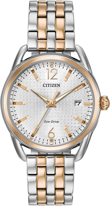 citizen-eco-drive-casual-womens-watch-stainless-steel-two-tone-bracelet-silver-dial