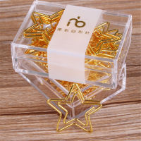 12 Gold Stationery Bookmark Memo Paper Clip Star PaperClip Pointed Five Pcs/box