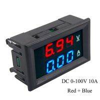 แผงเครื่องวัดค่ามิเตอร์ปัจจุบันแรงดันไฟฟ้าดิจิตอล LCD แบบ10A,ใหม่ DC 0 - 100V จอแสดงผล Led คู่แอมป์มิเตอร์ปรับได้