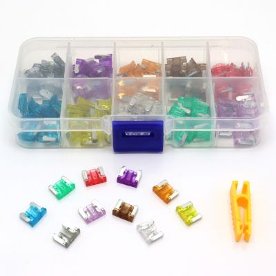 100/50pcs Car Truck Micro Blade Fuses 2A 3A 5A 7.5A 10A 15A 20A 25A 30A 35A AMP Mini Size Fuse Plastic Box Assortment with Clip Wall Stickers Decals