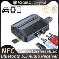 VAORLO ตัวรับสัญญาณเสียง5.3บลูทูธตัวรับสัญญาณ WiFi NFC 3.5มม. AUX RCA RCA R/l USB HIFI เพลงไม่สูญเสียข้อมูลสเตอริโอสนับสนุน U-Dis/ การ์ด TF เล่นพร้อมเครื่องติดตั้งการรับสายโทรศัพท์ในรถยนต์ไมโครโฟนสำหรับชุดอุปกรณ์เครื่องขยายเสียงลำโพงในรถยนต์