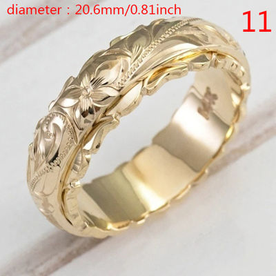 Chijiudianzi แหวนทอง14K สำหรับผู้หญิงของขวัญครบรอบแหวนดอกไม้แกะสลักสวยงาม