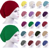 12PCS Women Solid Color Muslim Soft Hijab Chemo Hair Loss Beanie Hat Head Scarf Turban Head Wrap Cap Cover Random Color