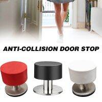 【LZ】 2Pcs Door Stops 3color Stainless Steel Rubber Punch-free Stopper Sticker Holders Self Adhesive Wall Protectors Doorstop Hardware