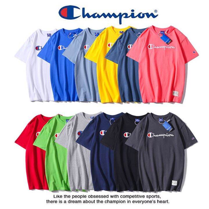 พร้อมส่ง-champion-เสื้อยืด-เสื้อเชิ้ต-ผ้าฝ้ายแท้-เย็บปักถักร้อย