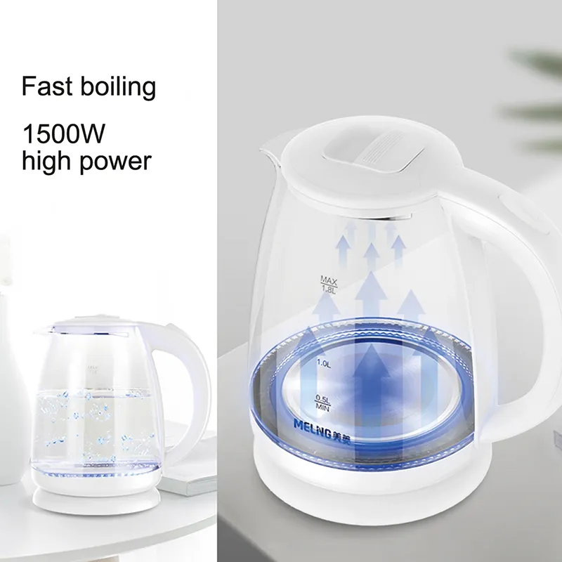 MELNG 1800ml Glass Electric Kettle 1500W Fast Hot Boiling