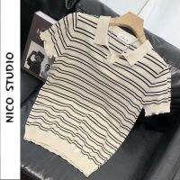 NICO STUDIO Striped POLO Shirt Men S Summer Lapel Short-Sleeved Top All-Match Casual Half-Sleeve T-Shirt