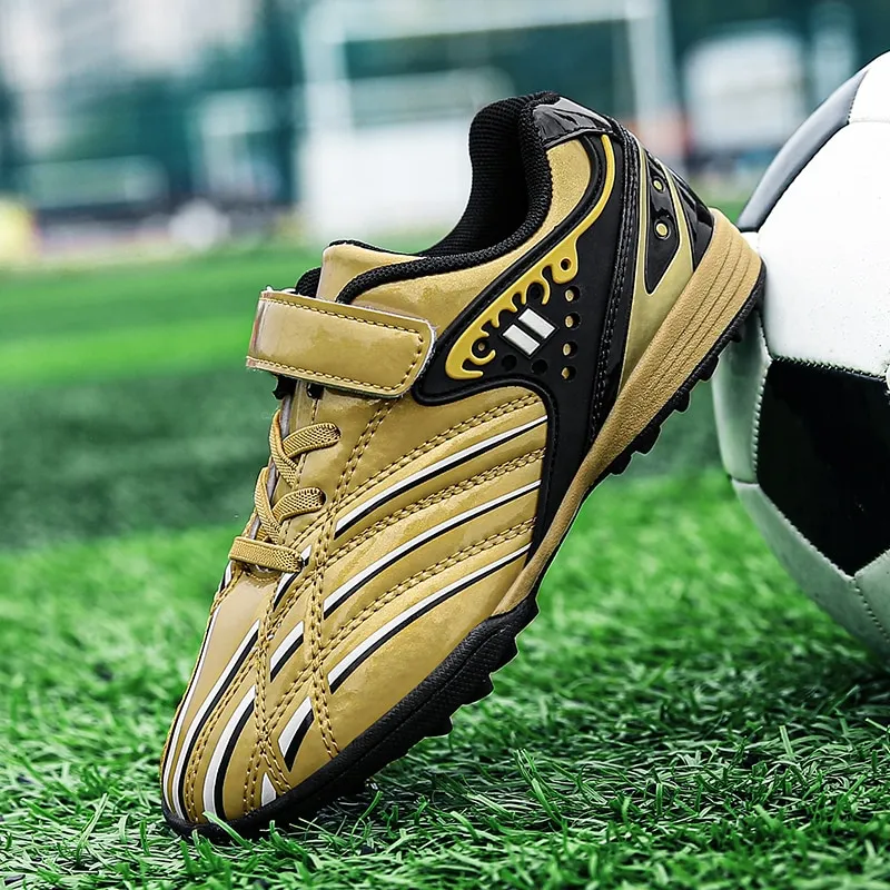Luxury Gold Children Football Shoes Soccer Boots Kids for Boys Girls  Teenager Sneakers Students Cleats Running Training Outdoor
