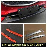 2Pcs กันชนหน้าด้านล่าง Grille Grill Strip ตกแต่งสำหรับ Mazda CX-5 CX5 2017 - 2022 ABS Chrome สีแดงอุปกรณ์เสริม