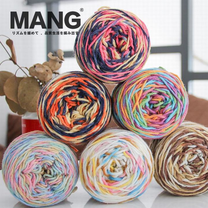 mang-50กรัมด้ายขนสัตว์เส้นด้ายฝ้ายนมโครเชต์มือถักสีสันพิเศษสำหรับผ้าพันคอสตรีเด็กเสื้อกันหนาวหมวกกระเป๋าเก็บถุงมือถักโครเชต์แบบทำมือ1ชิ้น