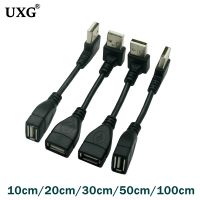 10Cm 20Cm 50CM USB 2.0 A Laki-laki Ke Perempuan 90 Siku Kabel Adaptor Ekstensi USB2.0 Laki-laki Ke Perempuan Kanan/Kiri/Bawah/Atas Kabel Hitam