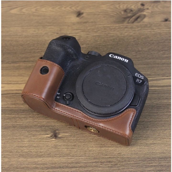 r7-pu-เคสหนังแท้-ครึ่งตัว-ฐานป้องกัน-สําหรับกล้อง-canon-eos-r7