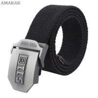 Men Outdoor Tactical Canvas Belt High Quality Alloy Tactical Belt Buckle Police Military Nylon Belt Pure Color Cummerbund