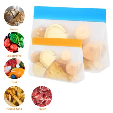 1Pc Reusable Food Freezer Bags Leakproof Silicone Zip Lock Meat