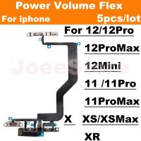 5pcs Power Volume Flex Cable สําหรับ iPhone 11 12 Pro Max Mini X XS XR Flash ปุ่มด้านข้างปิดเสียงสวิตช์ควบคุม Flex พร้อมชิ้นส่วนโลหะ