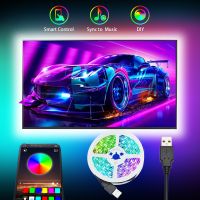 【♘COD Free Cas♘】 sunzhez แถบไฟ Led Usb บลูทูธ5V Diy เพลงทีวี5050smd ไฟ Led 1M 2M 3M เทปโคมไฟนีออน Rgb แถบไฟ Led แถบไฟ