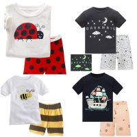 Children Sleeve T Shirt Shorts Sets Kid Pijamas Baby Sleepwear