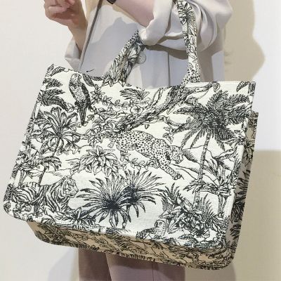JIOMAY Jacquard Beach Tote Bag for Women 2023 Luxury Designer Handbag Travel Large Capacity Shoulder Bag Embroidery Shopping Bag