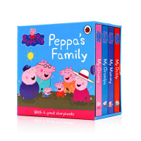 English original peppa pigs Family piggy pages 4 Volume cardboard book My Daddy Mummy Grandpa Granny pink pig girl Xiaomei English Enlightenment story picture box Boxed