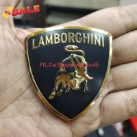 โลโก้ Lamborghini - ลัมโบร์กีนี สีทอง งานอลูมิเนียมบาง ขนาด 5.5×6cm. #โลโก้รถ  #โลโก้รถยนต์  #สติ๊กเกอร์รถ #Logo  #โลโก้