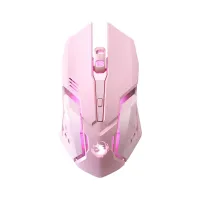 Gaming Mouse Rechargeable 2.4G Wireless Mouse Mute Ergonomic Mouse for Computer Laptop LED Backlit Mice for IOS Android Pink