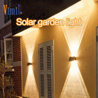 Vimite 6 LED ไฟติดผนังโซล่า ไฟตกแต่งในสวน ไฟโซล่าเซลรั้ว Solar Garden Wall Light Outdoor Waterproof Modern Home Decoration Warm White Light Garden Balcony Gate Fence Light