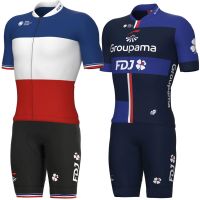 FDJ Team Cycling Jersey 2023 Set France Champion Summer Clothing Mens Road Bike Shirts Suit Bicycle Bib Shorts MTB Ropa Maillot