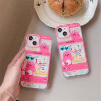 เค้กการ์ตูนน่ารักลายบีเวอร์สีชมพูสำหรับ IPhone14 13 12 11 Pro Max เคสโทรศัพท์เป็นคู่แฟชั่น3D