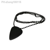 Guitar Picks Necklace with Bead Chain Black Guitar Reed Mediator Plectrum Electric Acoustic Guitar Picks Decoration