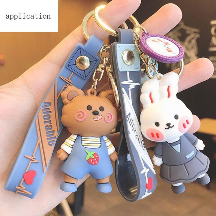 Cute Key Chain Gift Backpack Charm Couple Cartoon Bear Bag Key