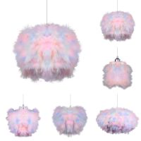 Modern Fluffy Pendant Light Nordic Ceiling Chandelier Lamp Colorful Feather Hanging Lighting Fixture For Living Room Bedroom LED