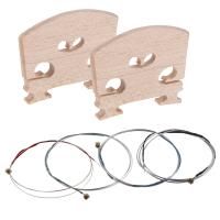 【YD】 2PCS Violin Bridges Wood With 1 Pack 4/4 Bowstring Strings (G-D-A-E) Replacment Violins Making