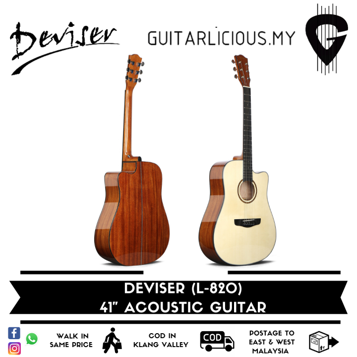 Deviser 41 Inch Acoustic Guitar All Natural L-820a   L820   L820a 6 