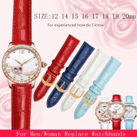 （A New Well Sell ） 12mm 15mm 14mm 16mm 18mm 20mm Genuine Leather Watch Band straps Watchbands For Women Men Red Black Belt band Accessories