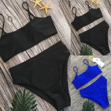 2pcs Women Split Bikini Sets Small Chest Push Up Split Seaside Swimsuit  Lace Up Two Pieces Swimwear 