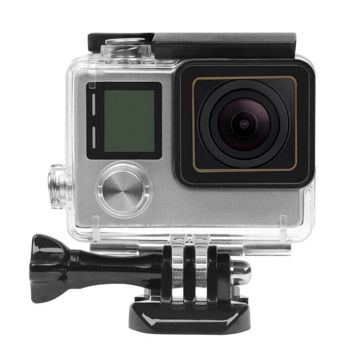 ซองกันน้ำถ่ายภาพ30เมตรสำหรับ-gopro-hero-4-3กล้องแอคชั่นแคมเมราเงินสีดำพร้อมตัวยึดเคสกันน้ำป้องกันกล้องอุปกรณ์เสริมสำหรับ-go-pro-4