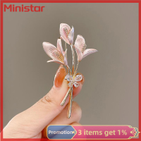 Ministar เข็มกลัดดอกไม้คริสตัลคอเสื้อหมุดพลอยเทียมเครื่องประดับสำหรับงานแต่งงานของผู้หญิงเข็มกลัดขนาดใหญ่สำหรับช่อดอกไม้เครื่องประดับเสื้อผ้า