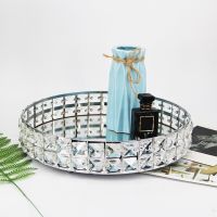Mirrored Tray Perfume Tray Cosmetic Tray Crystal Beads Jewelry Organizer Decorat