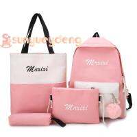 4Pcs กระเป๋าท่องเที่ยวทรงนักเรียนวัยรุ่นหญิงตัวอักษร Satchel กระเป๋าถือสะพายไหล่