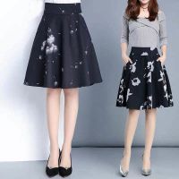 COD ♨♨♧ The Nonexistent Shop32dsgd0 [Ready Stock] Mini Skirt Extended Elastic Waist Printed Pleated A-Line Skirt New Stretch High Waist Skirt Mid Length Short Skirt Puffy Skirt 印花短裙 A字裙