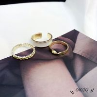 3 Piece Set of Titanium Steel Stainless Steel Ring Korean Rose Gold Adjustable Fashion Wedding Ring OLO