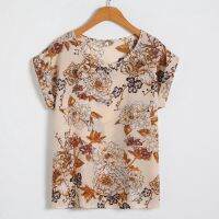 Women Print Floral Short Sleeve Wild Bottoming Chiffon Shirt T-Shirt