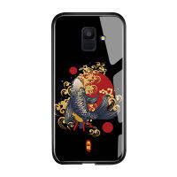 Hpcase เคสโทรศัพท์ปลอกสำหรับ Samsung Galaxy A8 2018 A8บวก2018 A9 2018 A530 A730หรูหราสไตล์จีนการ์ตูนเครนออกแบบปลาคาร์พKOI กันกระแทกมันวาวเคสโทรศัพท์หลังกระจกนิรภัย