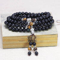 Rainbow Obsidian Bracelet Buddha Jewelry 108 Beads With Natural Tiger Eyes Stone Amulet Charm Bracelets For Men And Women