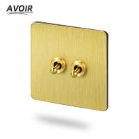 Avoir Switch Gold Brass Panel Light Switches USB Wall Socket Toggle Light Switch Electrical Outlets Socket Wall Plugs Power Points  Switches Savers