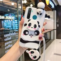 น่ารักPanda Soft SiliconสำหรับRealme C3 Realme 5 Realme 5i Realme 6i Reale 5Sเคสโทรศัพท์3Dการ์ตูนFrostedป้องกันเคสTPUผู้ถือLanyard